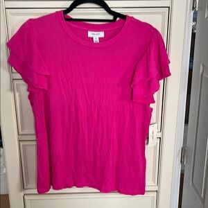 Ruffled Pink Short Sleeve Tee